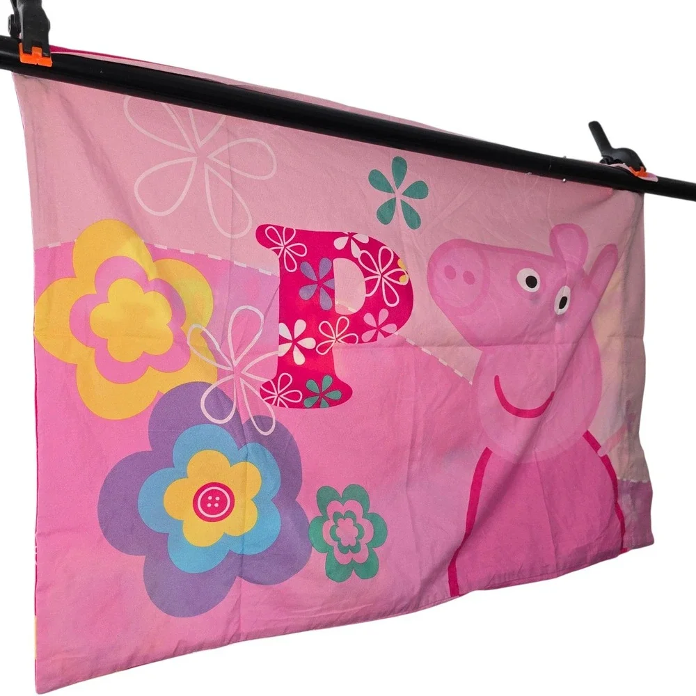 Peppa Pig Pink Reversible Standard Pillowcase Floral Graphic Kids Bedding